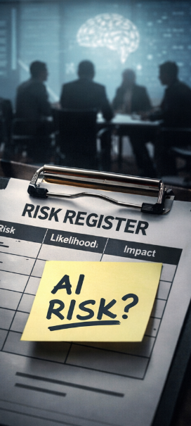 Risk register document with a note asking: AI risk?